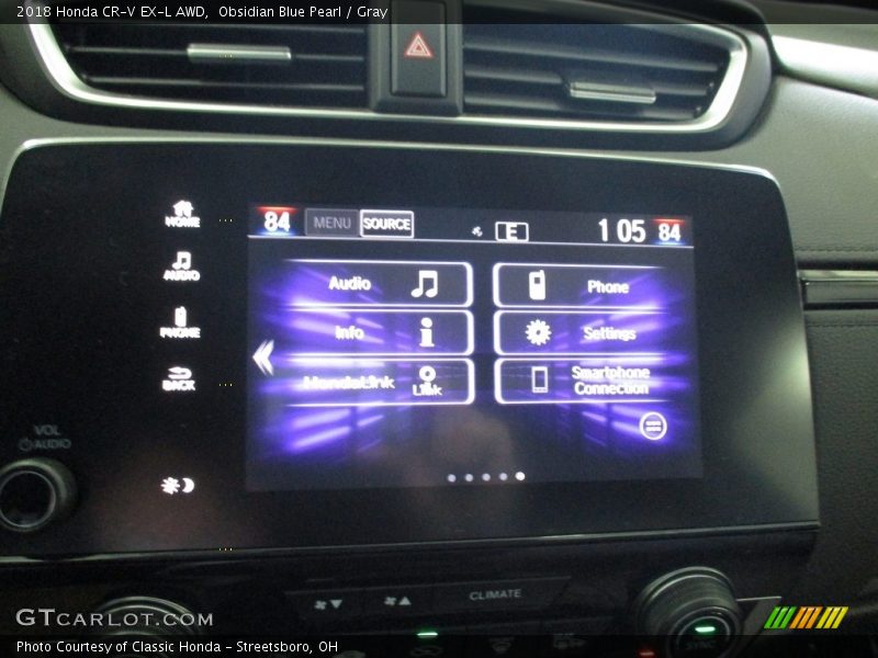 Obsidian Blue Pearl / Gray 2018 Honda CR-V EX-L AWD