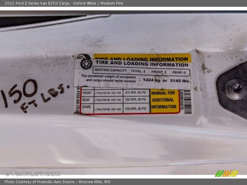 Oxford White / Medium Flint 2012 Ford E Series Van E350 Cargo