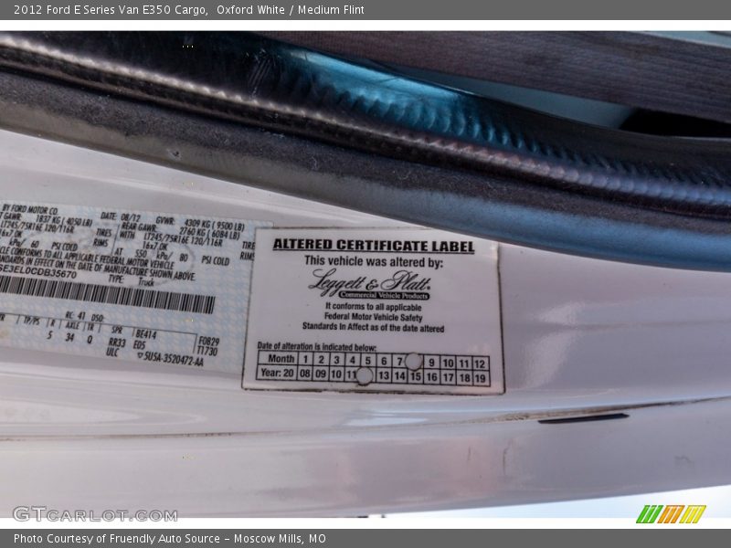 Oxford White / Medium Flint 2012 Ford E Series Van E350 Cargo