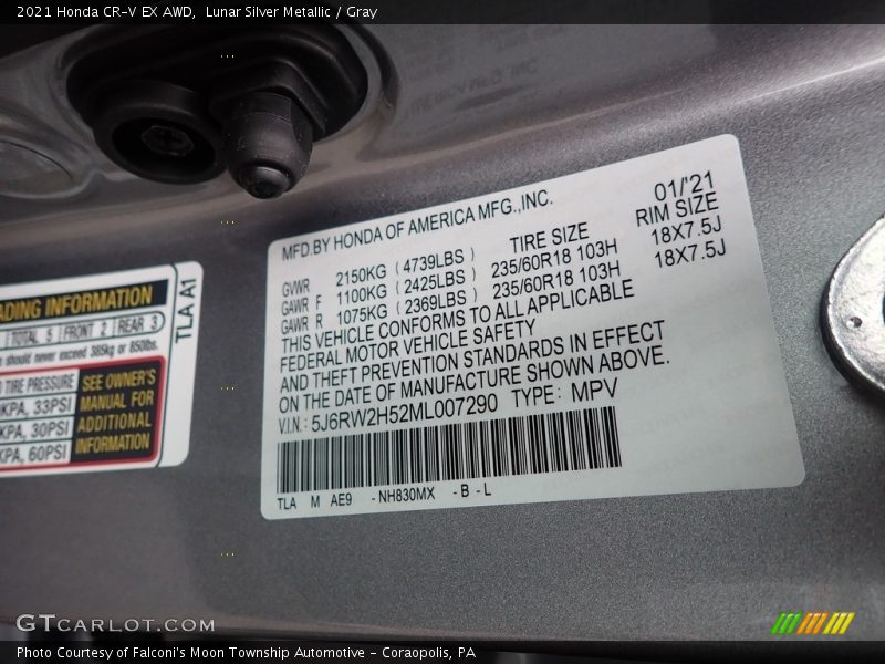 Lunar Silver Metallic / Gray 2021 Honda CR-V EX AWD