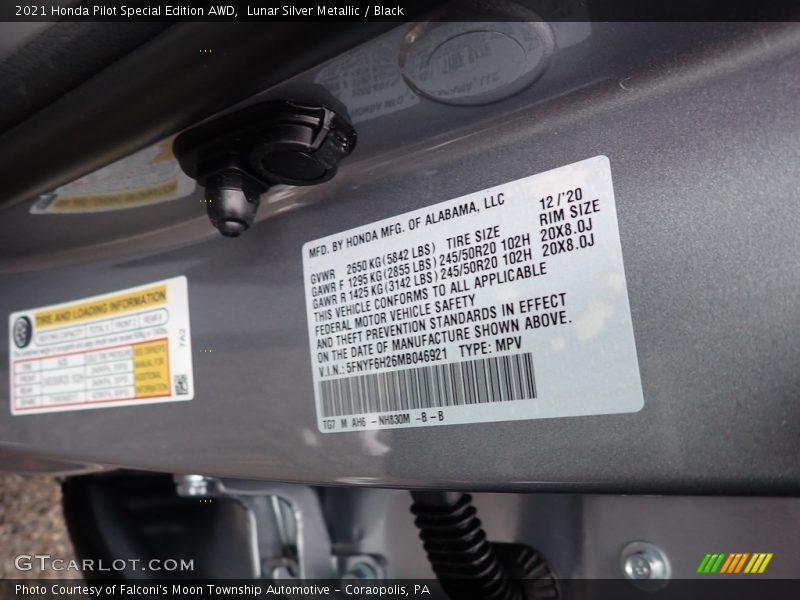 Lunar Silver Metallic / Black 2021 Honda Pilot Special Edition AWD