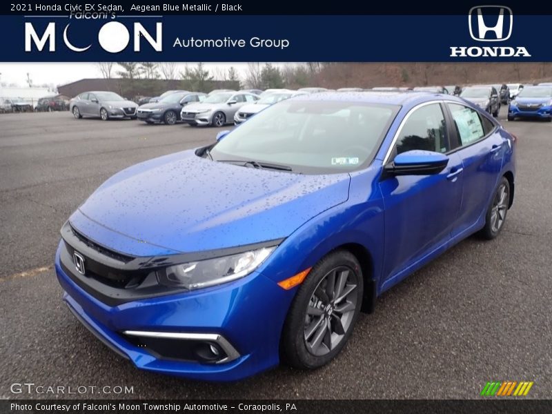Aegean Blue Metallic / Black 2021 Honda Civic EX Sedan