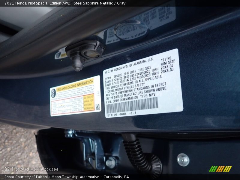 Steel Sapphire Metallic / Gray 2021 Honda Pilot Special Edition AWD