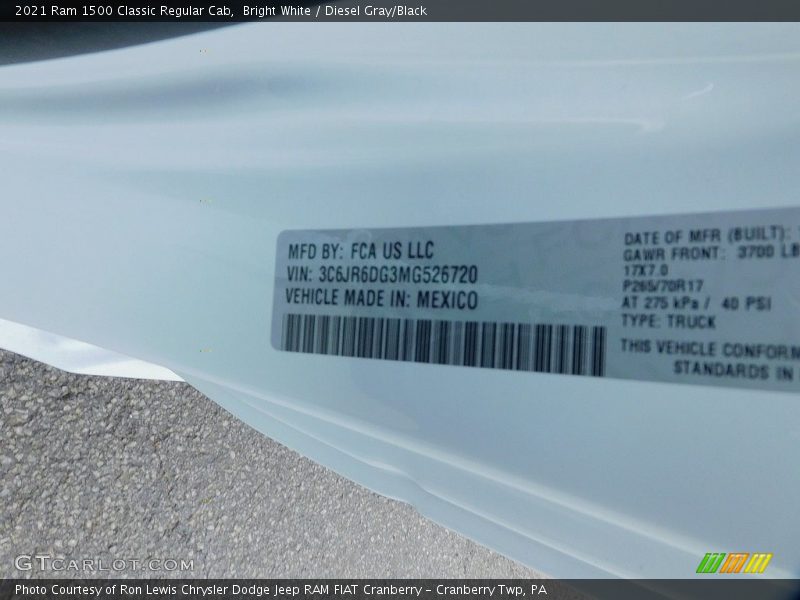 Bright White / Diesel Gray/Black 2021 Ram 1500 Classic Regular Cab