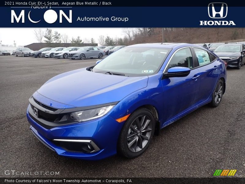 Aegean Blue Metallic / Black 2021 Honda Civic EX-L Sedan