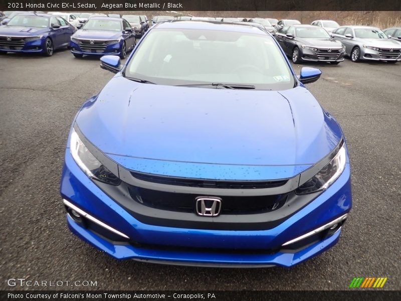 Aegean Blue Metallic / Black 2021 Honda Civic EX-L Sedan