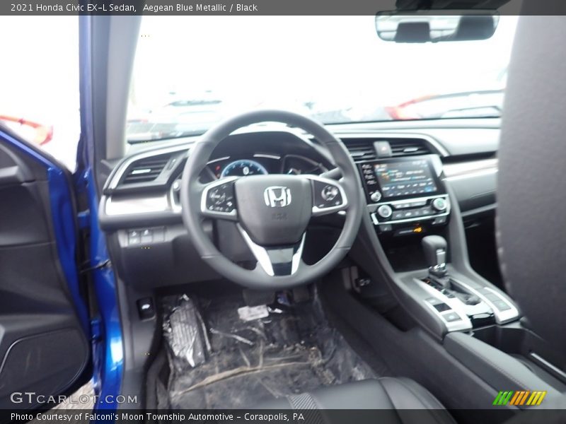 Aegean Blue Metallic / Black 2021 Honda Civic EX-L Sedan