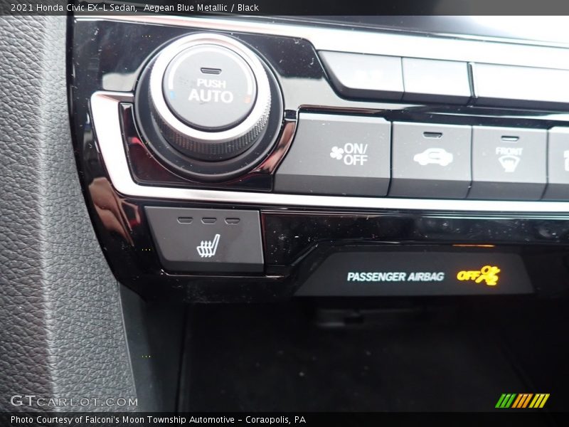 Aegean Blue Metallic / Black 2021 Honda Civic EX-L Sedan
