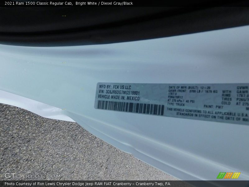 Bright White / Diesel Gray/Black 2021 Ram 1500 Classic Regular Cab