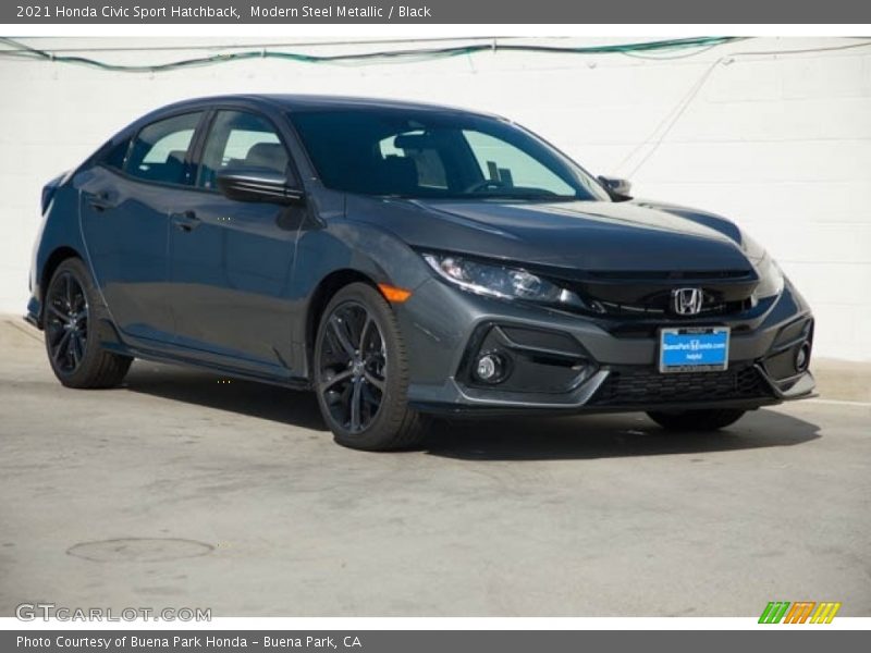 Modern Steel Metallic / Black 2021 Honda Civic Sport Hatchback