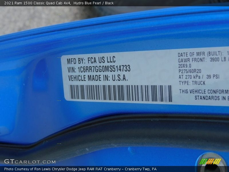 Hydro Blue Pearl / Black 2021 Ram 1500 Classic Quad Cab 4x4