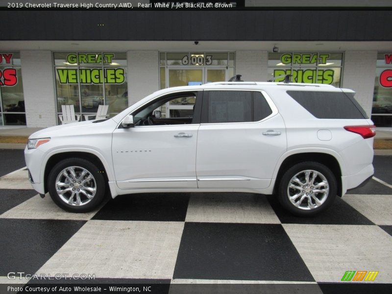 Pearl White / Jet Black/Loft Brown 2019 Chevrolet Traverse High Country AWD