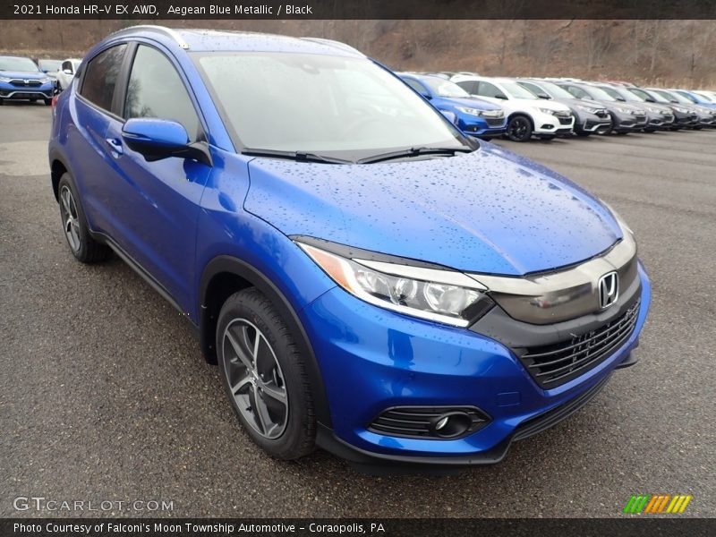 Aegean Blue Metallic / Black 2021 Honda HR-V EX AWD