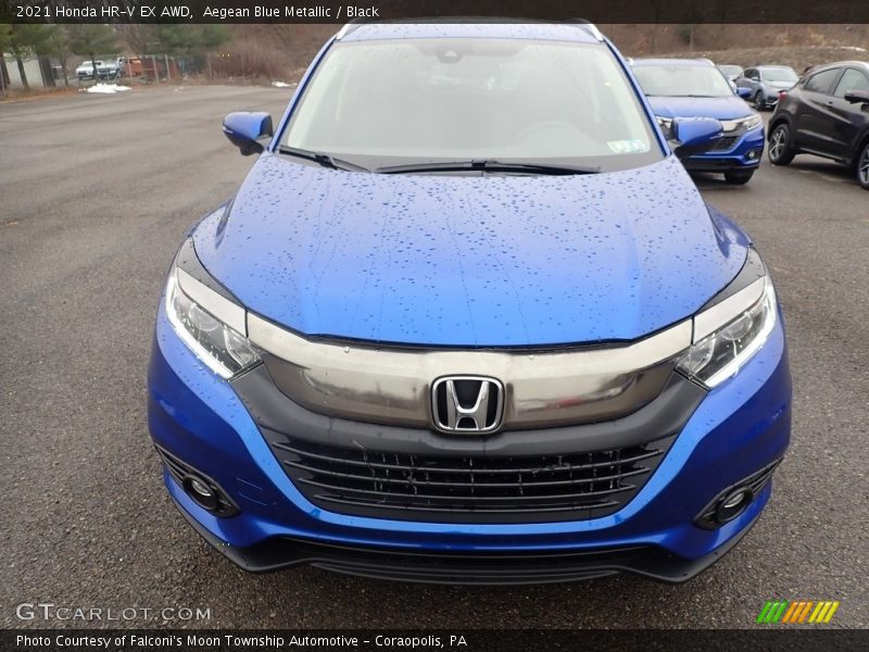 Aegean Blue Metallic / Black 2021 Honda HR-V EX AWD
