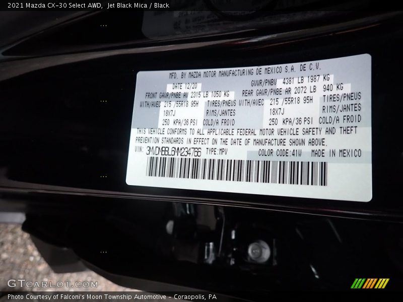 Jet Black Mica / Black 2021 Mazda CX-30 Select AWD