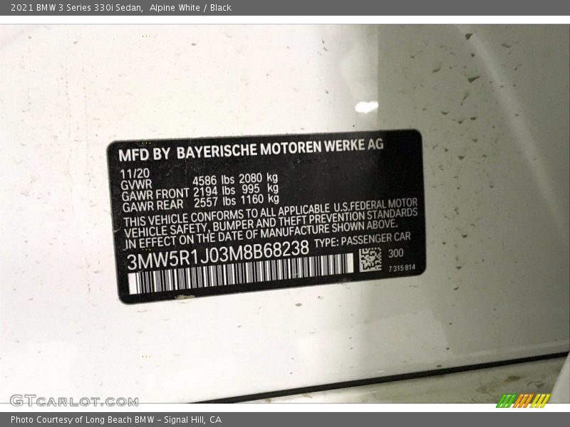 Alpine White / Black 2021 BMW 3 Series 330i Sedan