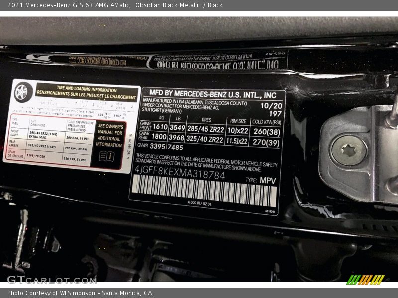 2021 GLS 63 AMG 4Matic Obsidian Black Metallic Color Code 197