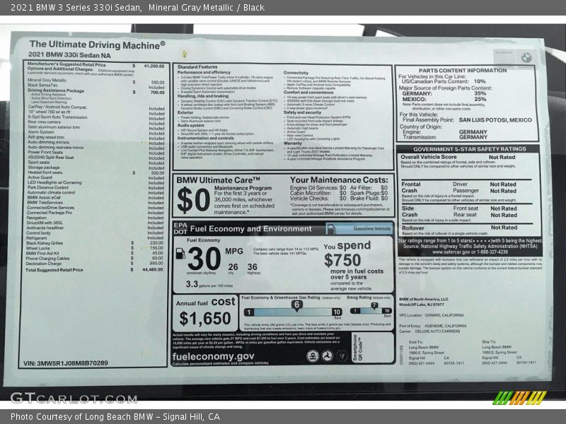 Mineral Gray Metallic / Black 2021 BMW 3 Series 330i Sedan
