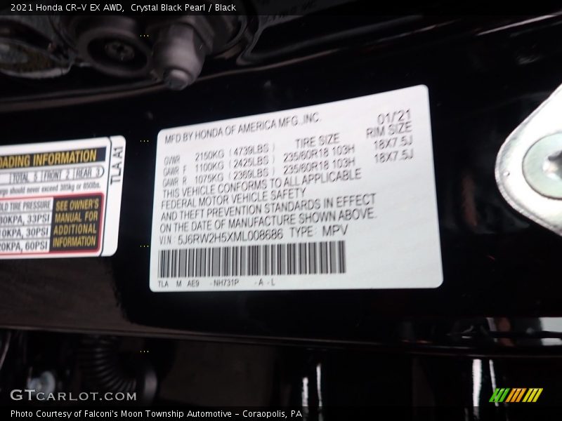 Crystal Black Pearl / Black 2021 Honda CR-V EX AWD