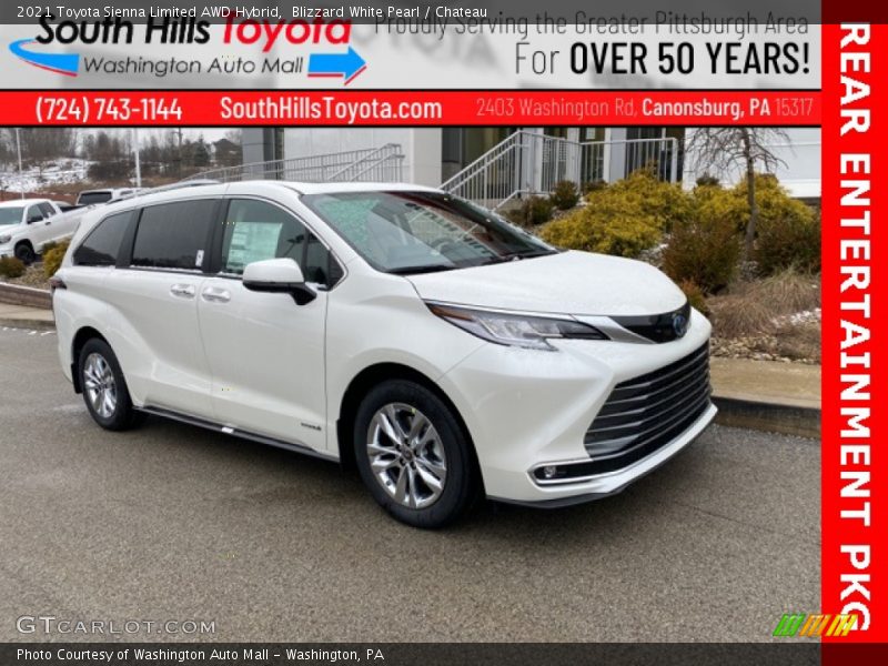 Blizzard White Pearl / Chateau 2021 Toyota Sienna Limited AWD Hybrid