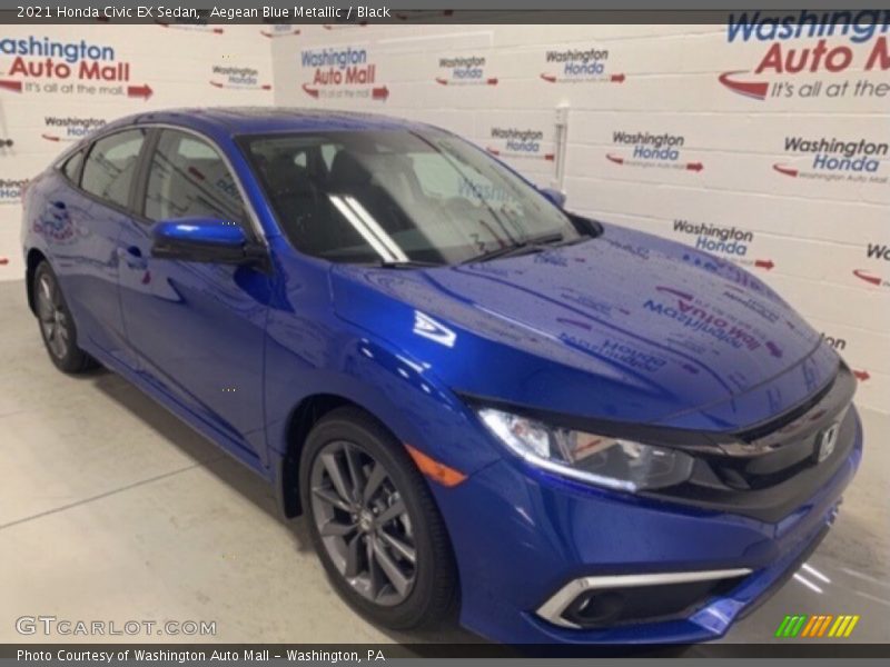 Aegean Blue Metallic / Black 2021 Honda Civic EX Sedan