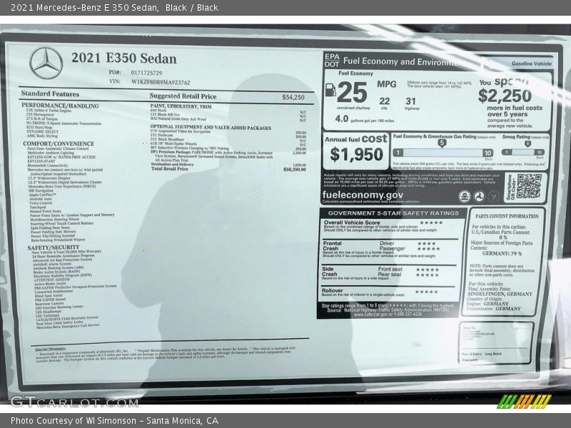 Black / Black 2021 Mercedes-Benz E 350 Sedan