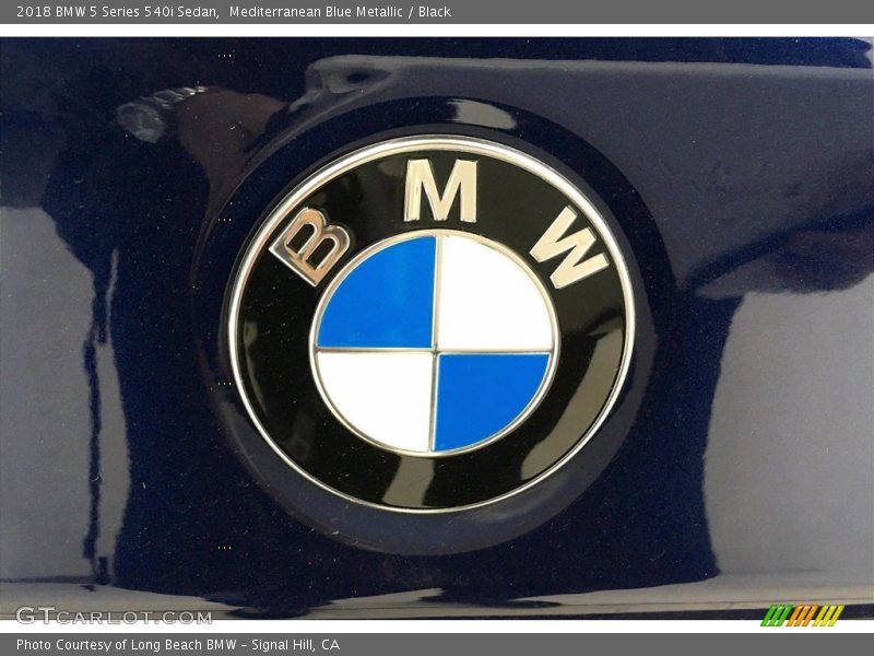 Mediterranean Blue Metallic / Black 2018 BMW 5 Series 540i Sedan