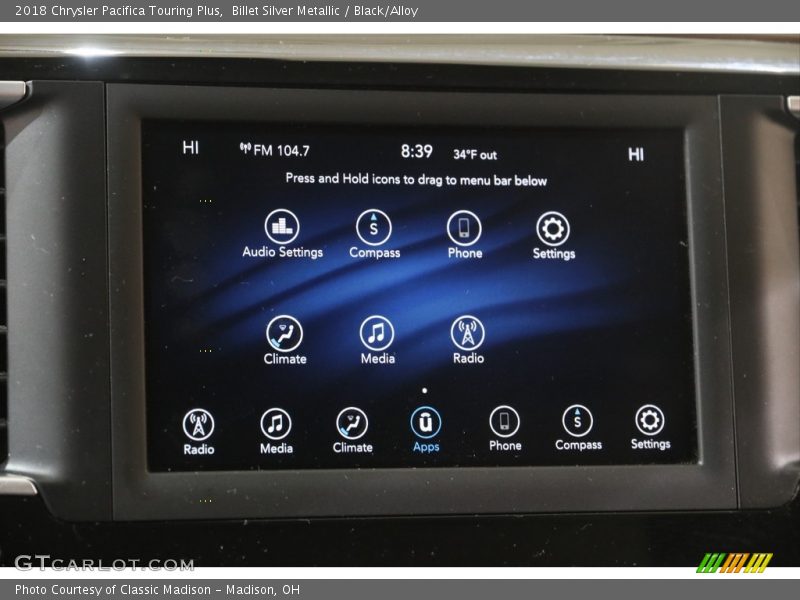 Billet Silver Metallic / Black/Alloy 2018 Chrysler Pacifica Touring Plus
