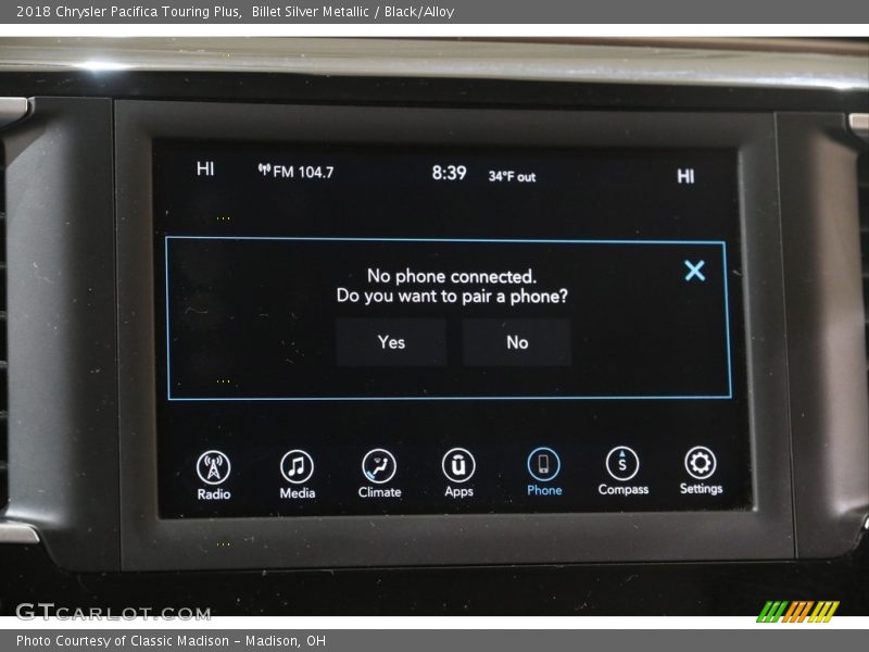 Billet Silver Metallic / Black/Alloy 2018 Chrysler Pacifica Touring Plus