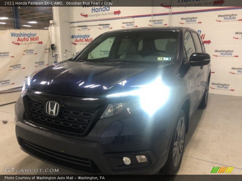 Obsidian Blue Pearl / Gray 2021 Honda Passport EX-L AWD