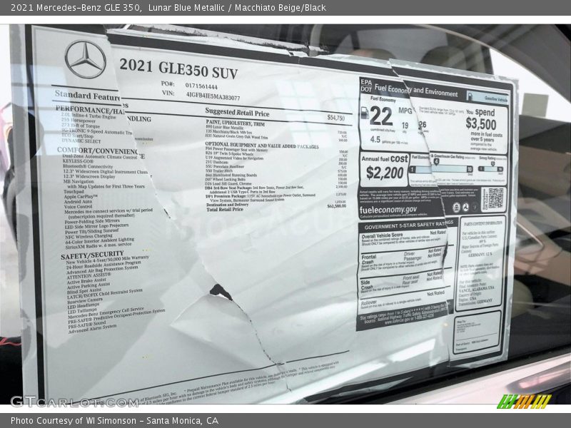 Lunar Blue Metallic / Macchiato Beige/Black 2021 Mercedes-Benz GLE 350