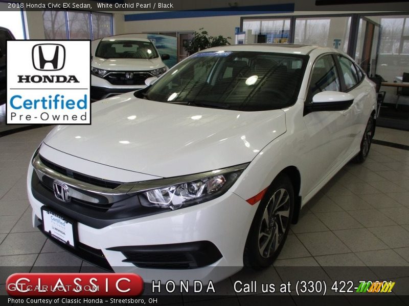 White Orchid Pearl / Black 2018 Honda Civic EX Sedan