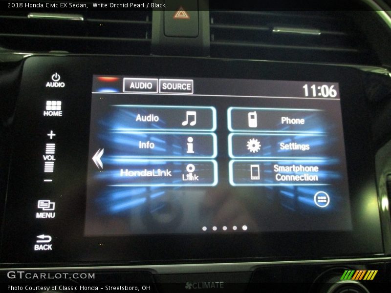 White Orchid Pearl / Black 2018 Honda Civic EX Sedan