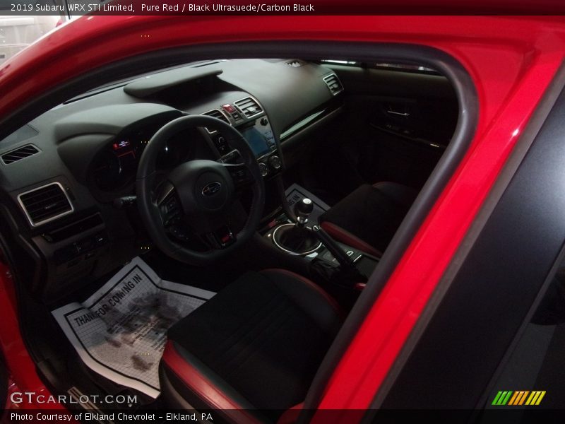 Pure Red / Black Ultrasuede/Carbon Black 2019 Subaru WRX STI Limited