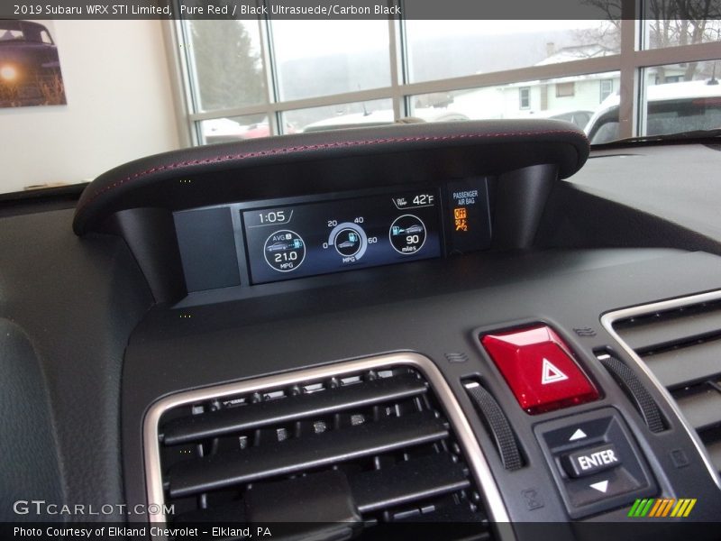 Pure Red / Black Ultrasuede/Carbon Black 2019 Subaru WRX STI Limited