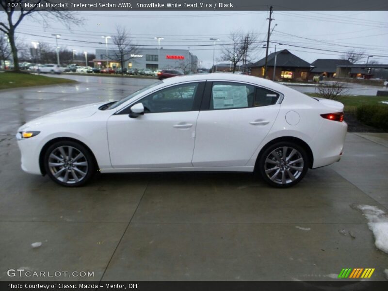 Snowflake White Pearl Mica / Black 2021 Mazda Mazda3 Preferred Sedan AWD