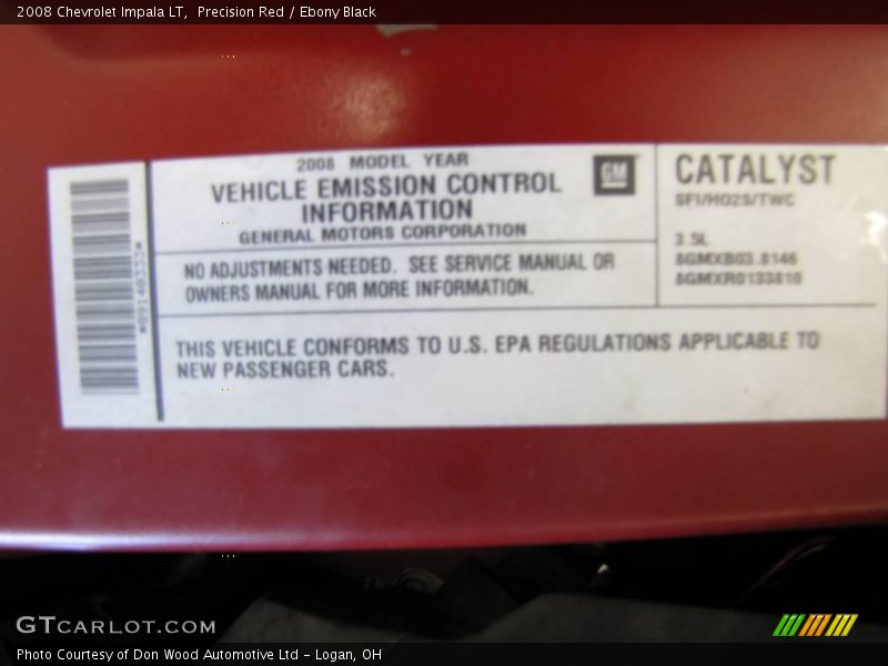 Precision Red / Ebony Black 2008 Chevrolet Impala LT