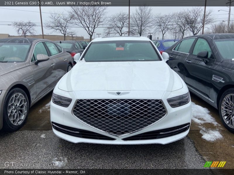 Uyuni White / Indigo/Dark Brown 2021 Genesis G90 5.0 AWD
