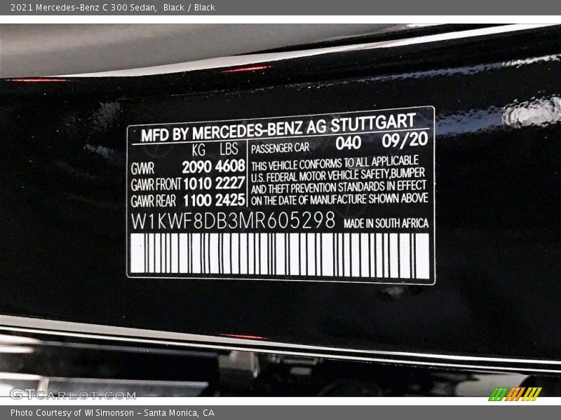 Black / Black 2021 Mercedes-Benz C 300 Sedan