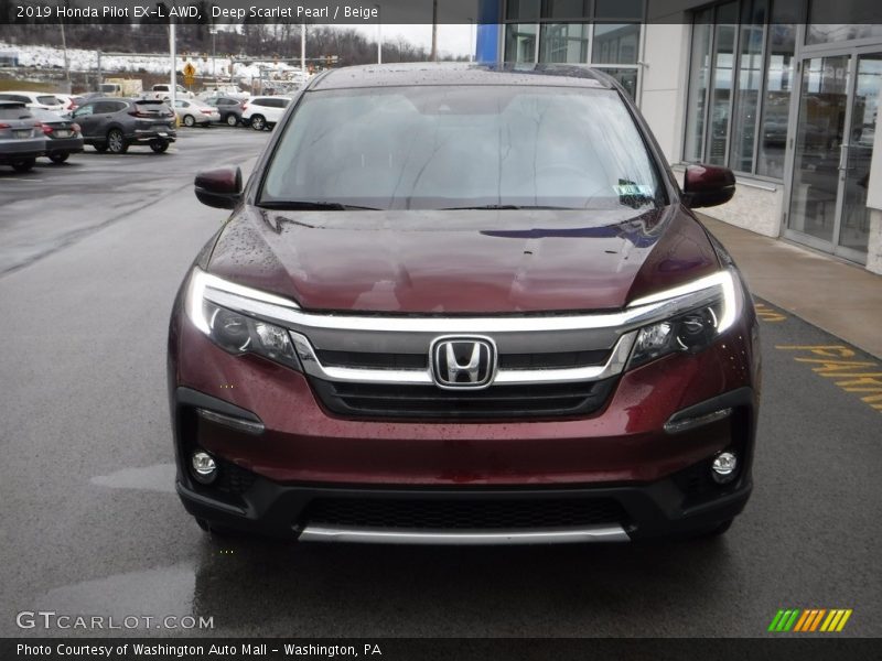 Deep Scarlet Pearl / Beige 2019 Honda Pilot EX-L AWD