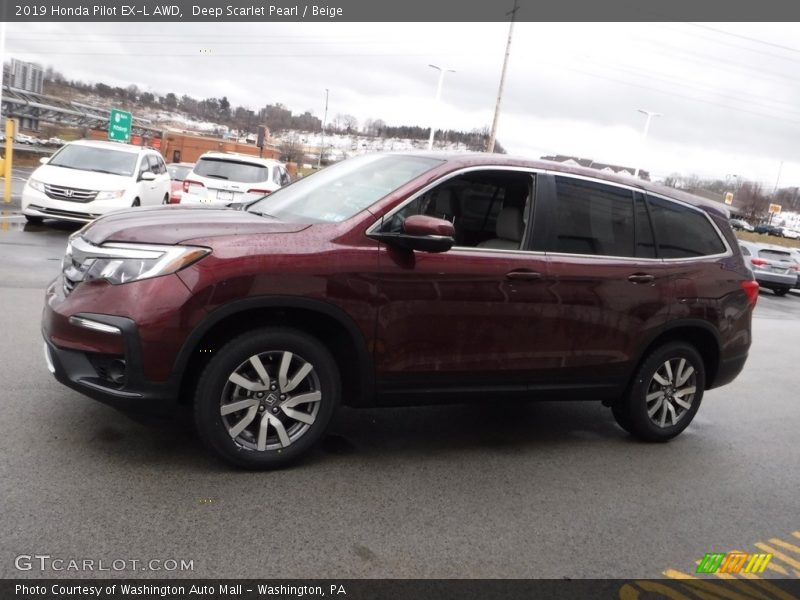 Deep Scarlet Pearl / Beige 2019 Honda Pilot EX-L AWD