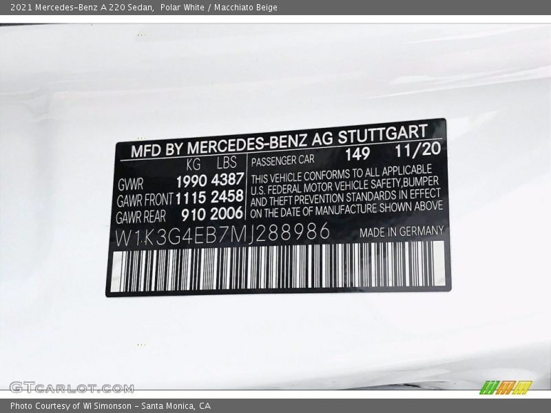 Polar White / Macchiato Beige 2021 Mercedes-Benz A 220 Sedan