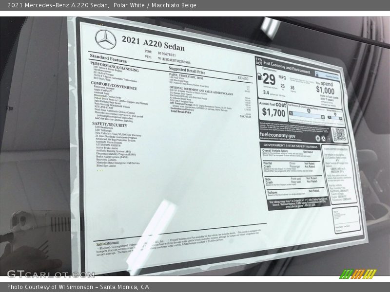 Polar White / Macchiato Beige 2021 Mercedes-Benz A 220 Sedan
