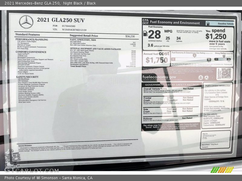Night Black / Black 2021 Mercedes-Benz GLA 250
