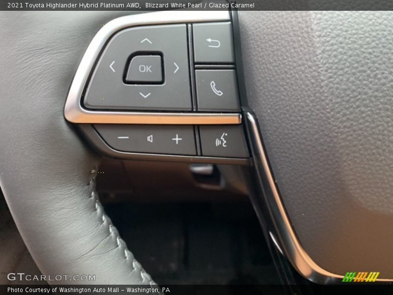 Blizzard White Pearl / Glazed Caramel 2021 Toyota Highlander Hybrid Platinum AWD