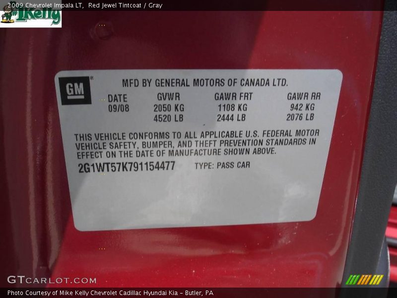 Red Jewel Tintcoat / Gray 2009 Chevrolet Impala LT