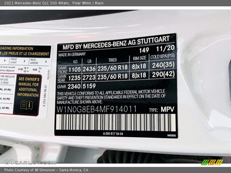 Polar White / Black 2021 Mercedes-Benz GLC 300 4Matic