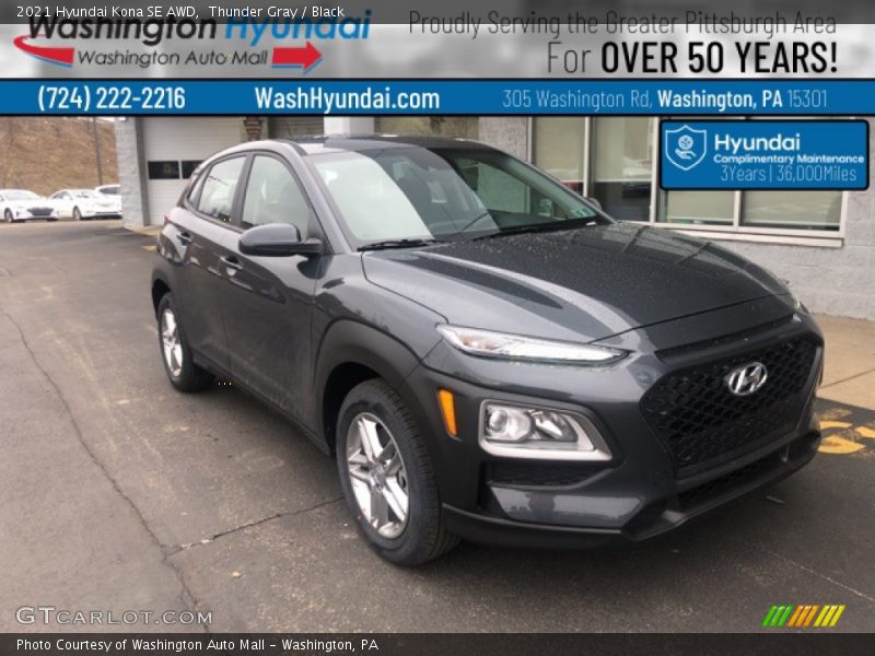 Thunder Gray / Black 2021 Hyundai Kona SE AWD