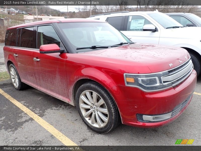 Ruby Red Metallic / Charcoal Black 2015 Ford Flex Limited AWD