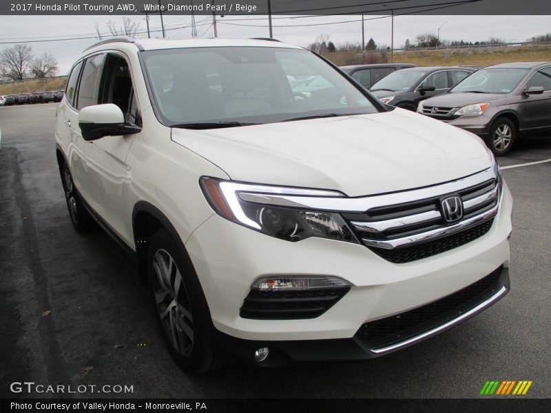 White Diamond Pearl / Beige 2017 Honda Pilot Touring AWD